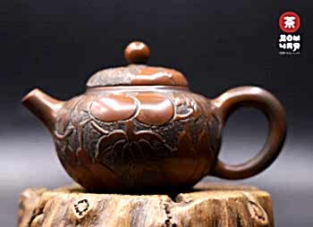 Авторский Чайник из Гуанси, Тонкая резьба Горлянки #221,110мл